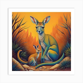 Kangaroo And Baby Art Print