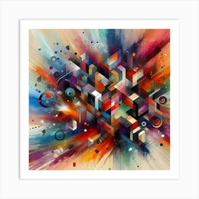 Colorful Splashes Of Paint, Geometric, Abstract Art 4 Art Print