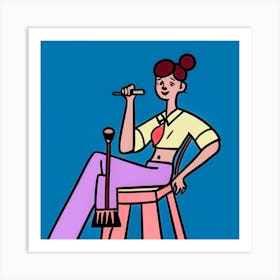 Student Woman Sitting On A Chair Art Print