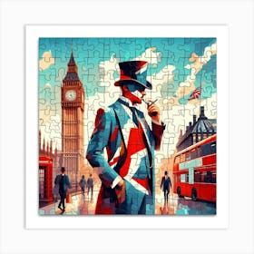 Abstract Puzzle Art English gentleman in London 1 Art Print