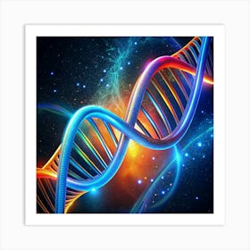 Colorful Dna Double Helix In Space Art Print