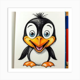 Penguin Drawing 9 Art Print