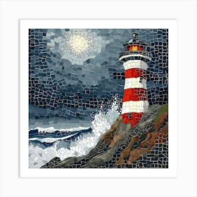 Lighthouse At Night Art Print