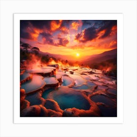 Hot Springs At Sunset Art Print