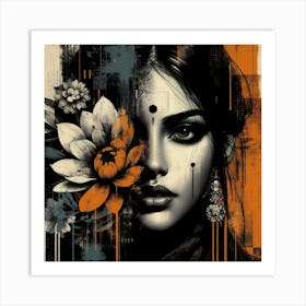 Indian woman Wabi-Sabi Art v3 Art Print