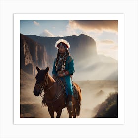 Indian Man On Horseback 5 Art Print