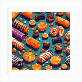 3d Candy Seamless Pattern Art Print