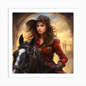 Girl Riding A Horse Art Print