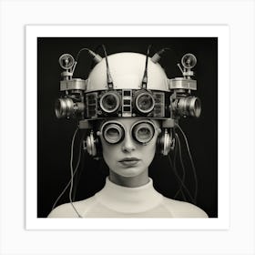 Girl With Cameras On Her Head Art Print