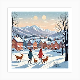 Cartoon Flat Illustration Of Winter Season 517235147 Art Print