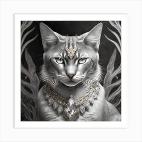 Firefly A Beautiful, Cool, Handsome Silver And Cream Majestic Masculine Main Cat Blended With A Japa (8) Art Print