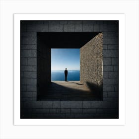 Man Looking Out Of A Window Art Print