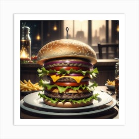 Hamburger On A Plate 115 Art Print