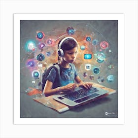 Child Using A Laptop 4 Art Print