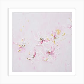 Light Pink Flower Painting Square Art Print
