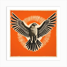 Retro Bird Lithograph Falcon 5 Art Print