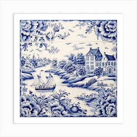 Snoopy Dog Delft Tile Illustration 1 Art Print