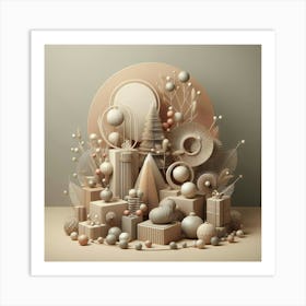 3d Christmas Art Art Print