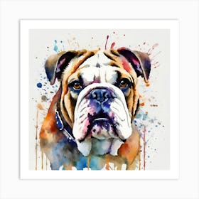 Bulldog Watercolor Painting, National Pet Day! Art Print