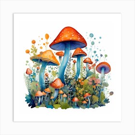 Mushrooms In The Forest 69 Art Print