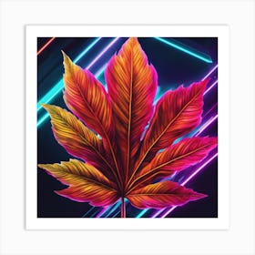 Neon Leaf Art Print