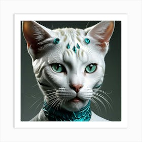 White Cat With Blue Eyes Art Print