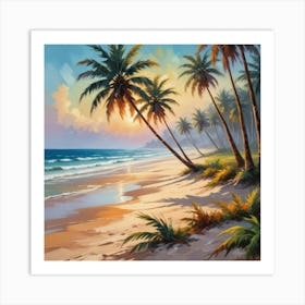 Sunday Palms beach Art Print Art Print