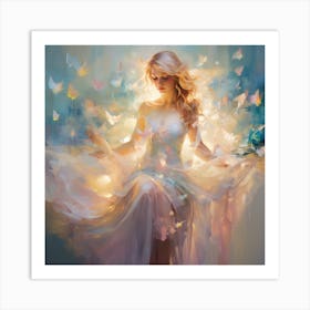 Ladies and butterfly Art Print