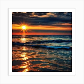 Sunset Over The Ocean 110 Art Print