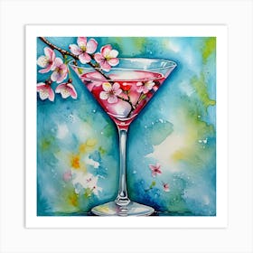 Cherry Blossom Martini 1 Art Print