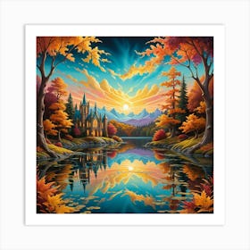 Sunset By The Lake Art Print