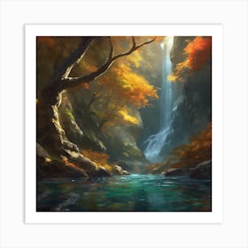 Waterfall In The Forest 2 Art Print