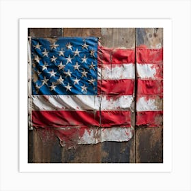 An Aging American Flag Crushed Lightly At The Corners Worn Yet Radiant Against The Passage Of Time (7) Art Print