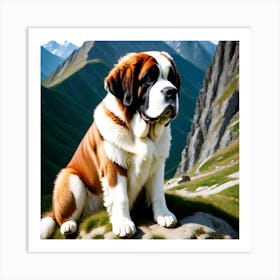 St Bernard Dog 48 Art Print