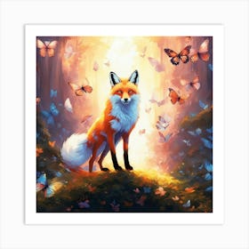 Fox In The Forest 3 Art Print