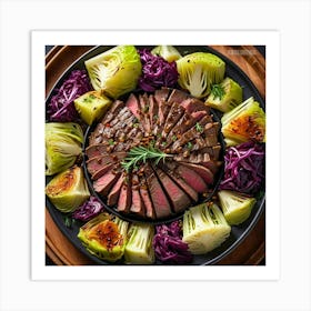 Steak With Cabbage Art Print