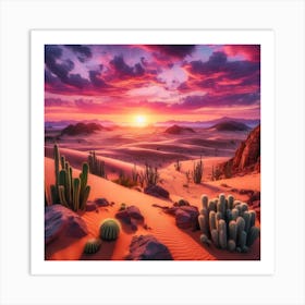 Desert Landscape With Cactus Art Print