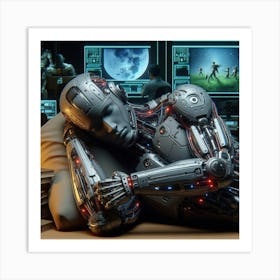 Robot Laying In Bed 1 Art Print