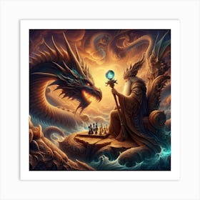 Chess King And Dragon Art Print