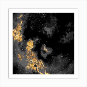 100 Nebulas in Space with Stars Abstract in Black and Gold n.094 Art Print