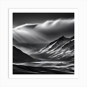 Black And White Mountain Landscape 2 Art Print