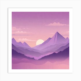 Misty mountains background in purple tone 82 Art Print