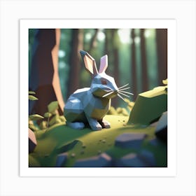 Low Poly Rabbit Art Print