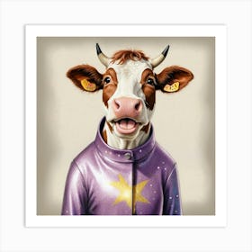 Cow In Spacesuit 1 Art Print