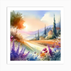 Watercolor Landscape Painting 49 Art Print