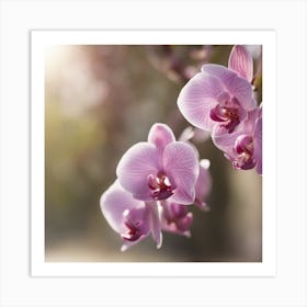 A Blooming Orchid Blossom Tree With Petals Gently Falling In The Breeze Art Print