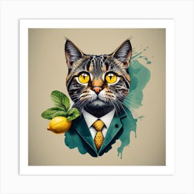 Cat In A Suit 1 Art Print