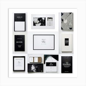 Realistic Pattern Art White Black Photo Image Square Abstract Isolated Blank Book Elemen 2 Art Print