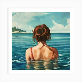 Girl In The Water Art Print