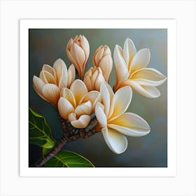 Floral Art 0020 Single Flowers 0031 Floral Bot 0073 Bp6586 Imagine An Frangipani Flowers Boquet In Its Closed Stage E8d9 Art Print